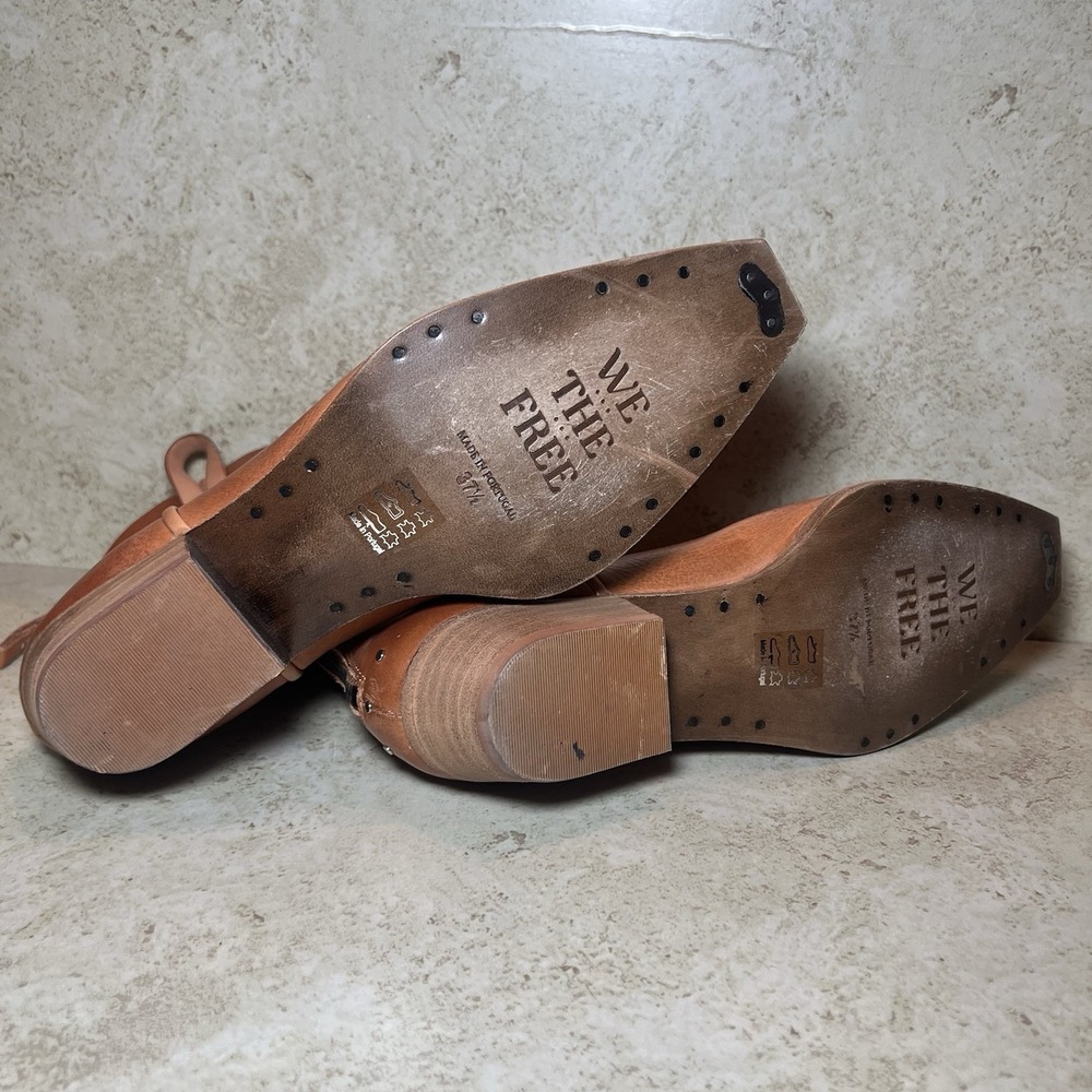 We The Free Brown Leather Western Ankle Boots - Picture 8 of 12